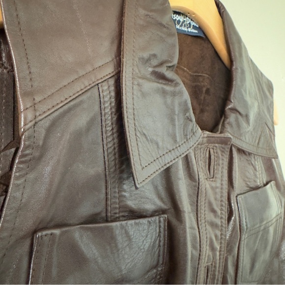 Vintage Bisou Bisou Genuine Leather Cropped Vest M - Picture 3 of 11